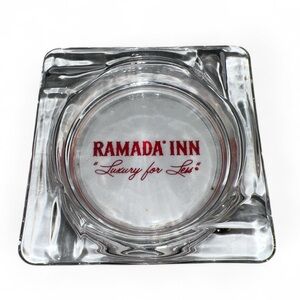 Vintage RAMADA INN Clear Glass Square Ashtray